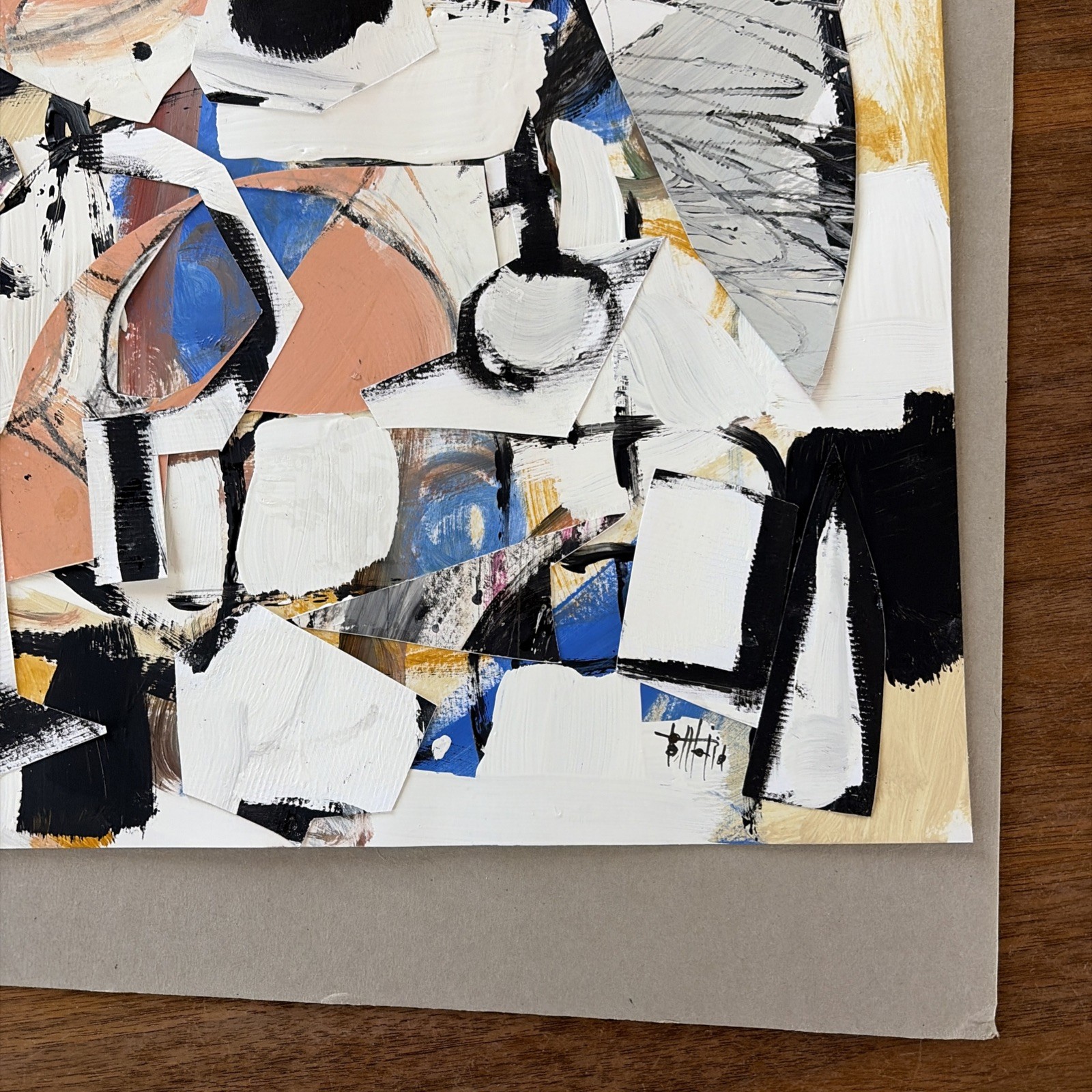 Beto Mejia Original Modernist Abstract Expressionist Art Painting Collage