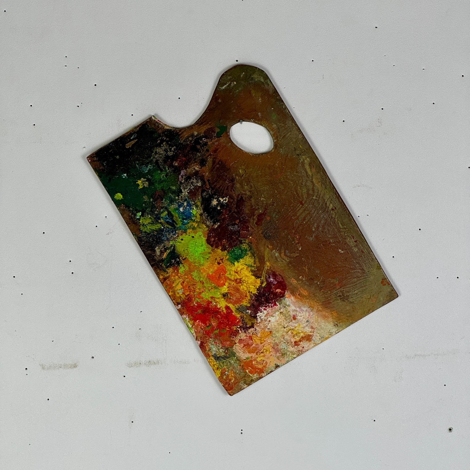 Vintage Artist’s Large Rectangular Painting Palette With Remnant Oil Paint