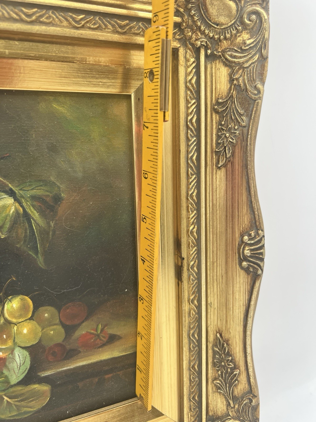 Vintage Signed Van Hunt Still Life Oil Painting Fruit Grapes Wine Glass Framed