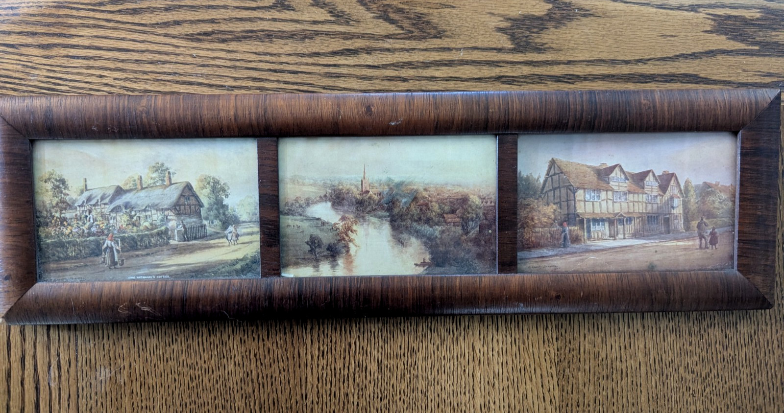 Antique 19th c. Arts Three Picture Photo Picture Frame 19″x 5.5″