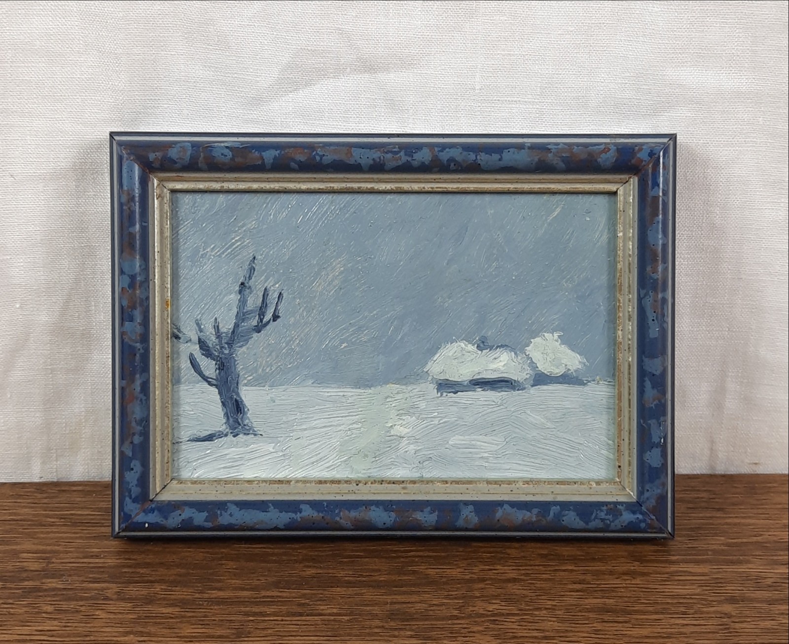 Small Winter Landscape Oil Painting Minimalist Snow Scene Ukrainian Art
