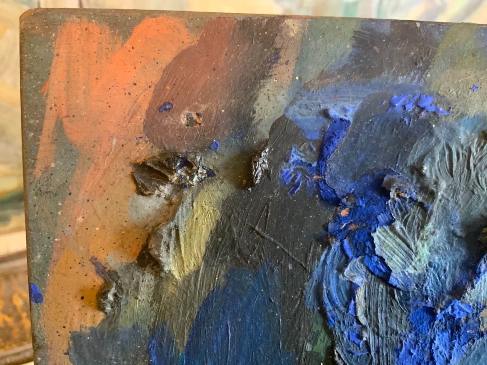 Charming Original French Artists Painters Palette on Light Board Thick Paint