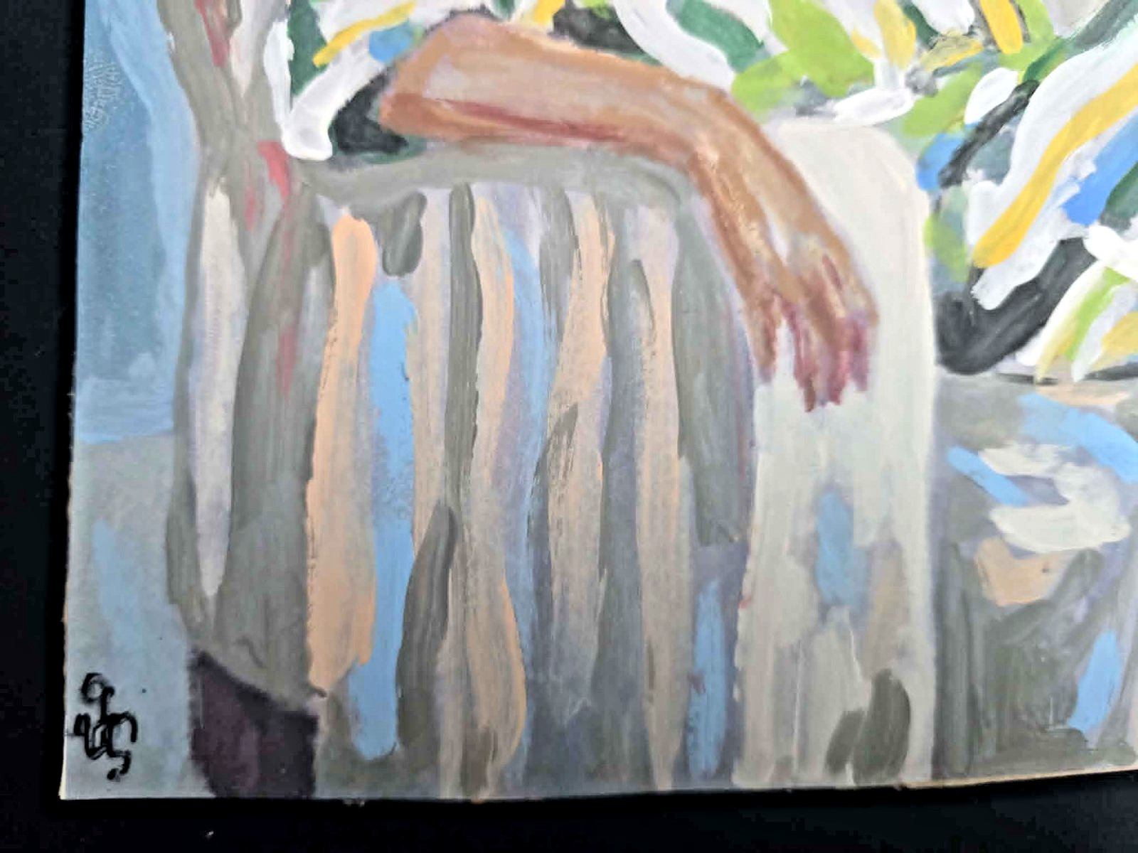 Hand Painted Acrylic Painting «Between Wake and Sleep». Signed