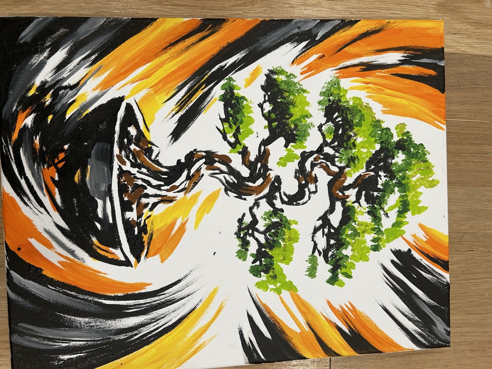 Original Abstract Bonsai Tree Painting 14×11 canvas Modern Artwork Wall Art Home
