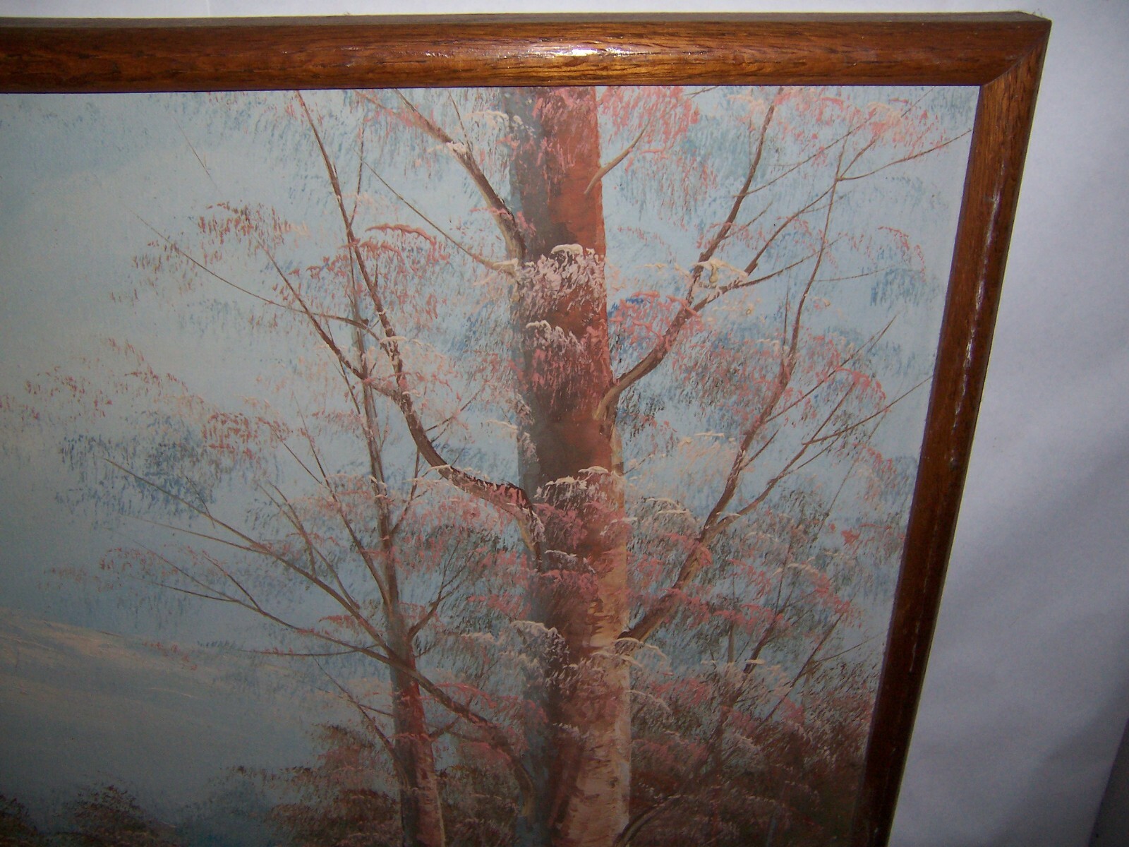 Vintage Large Framed Mountain Stream Painting on Canvas 37 3/16″ x 25 1/4″