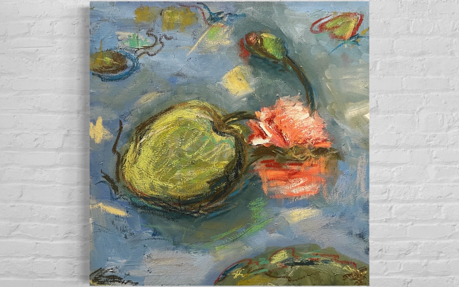 This is mixed media handmade painting. Created using oil paint and oil pastels