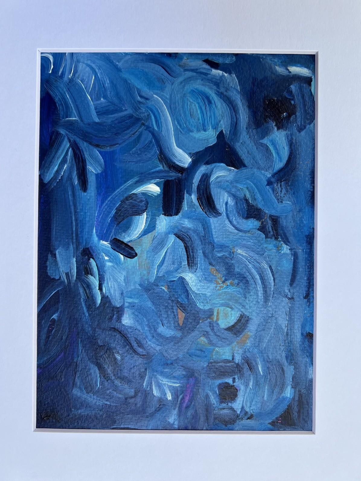 Abstract Modern Art Matted 8”x10” Original Blue Contemporary Painting Jimarieart