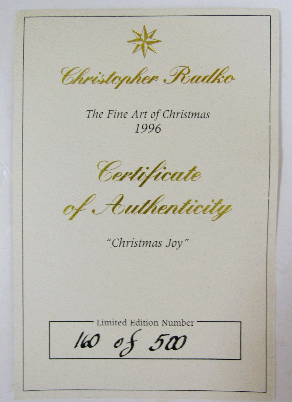 Large Christopher Radko Oil Painting «Christmas Joy» Ltd. Ed. 160/500 Framed COA