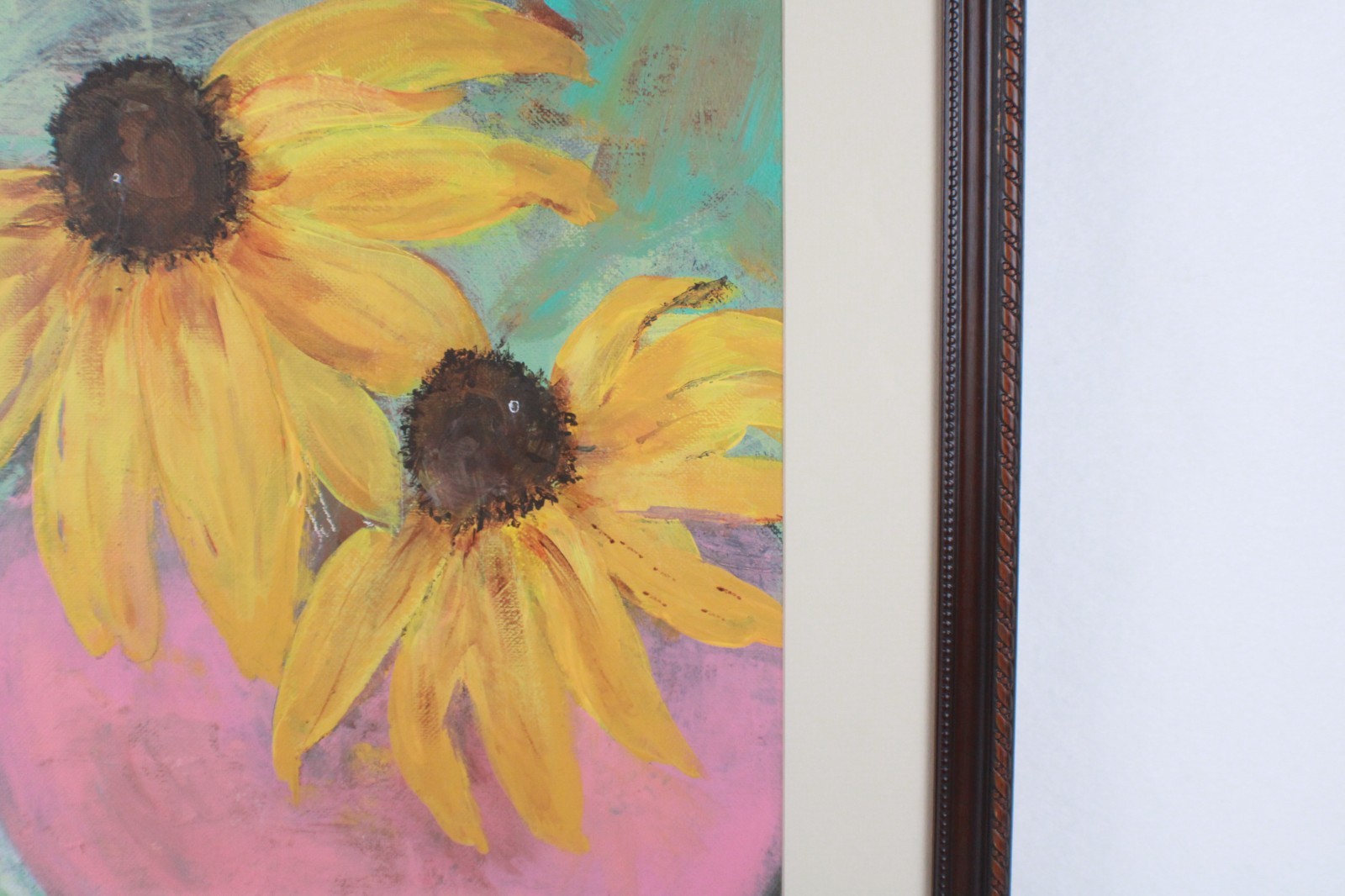 Vintage Black-Eyed Susans Oil Painting On Board Signed Illegible