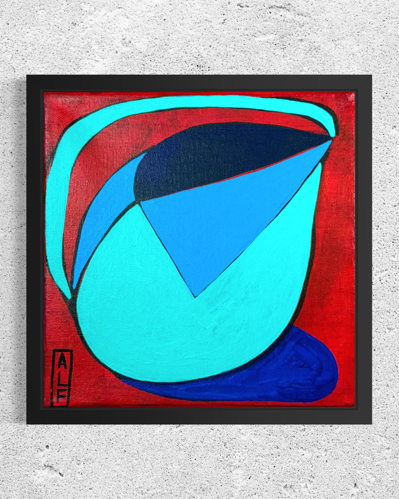 Original Modernist Cubist Still Life Acrylic Painting Canvas 8×8 Pop Wall Art