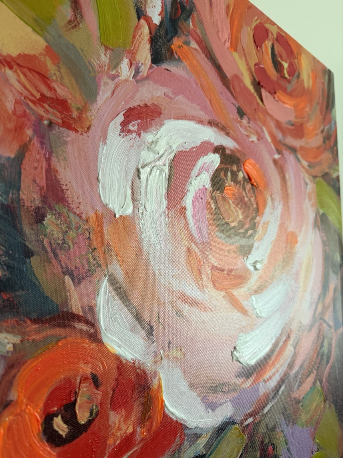 Abstract Floral Roses Canvas Painting Wall Art, Unframed Single Piece