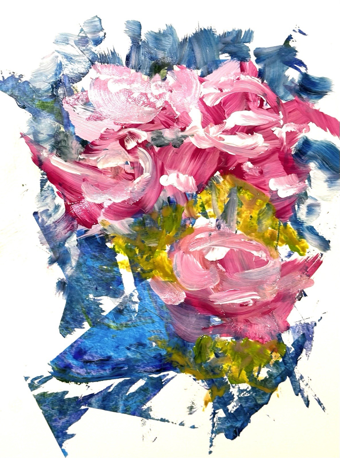 Original Abstract Flowers Expressive 9×12 Paper Handmade Signed Wall Decor 27