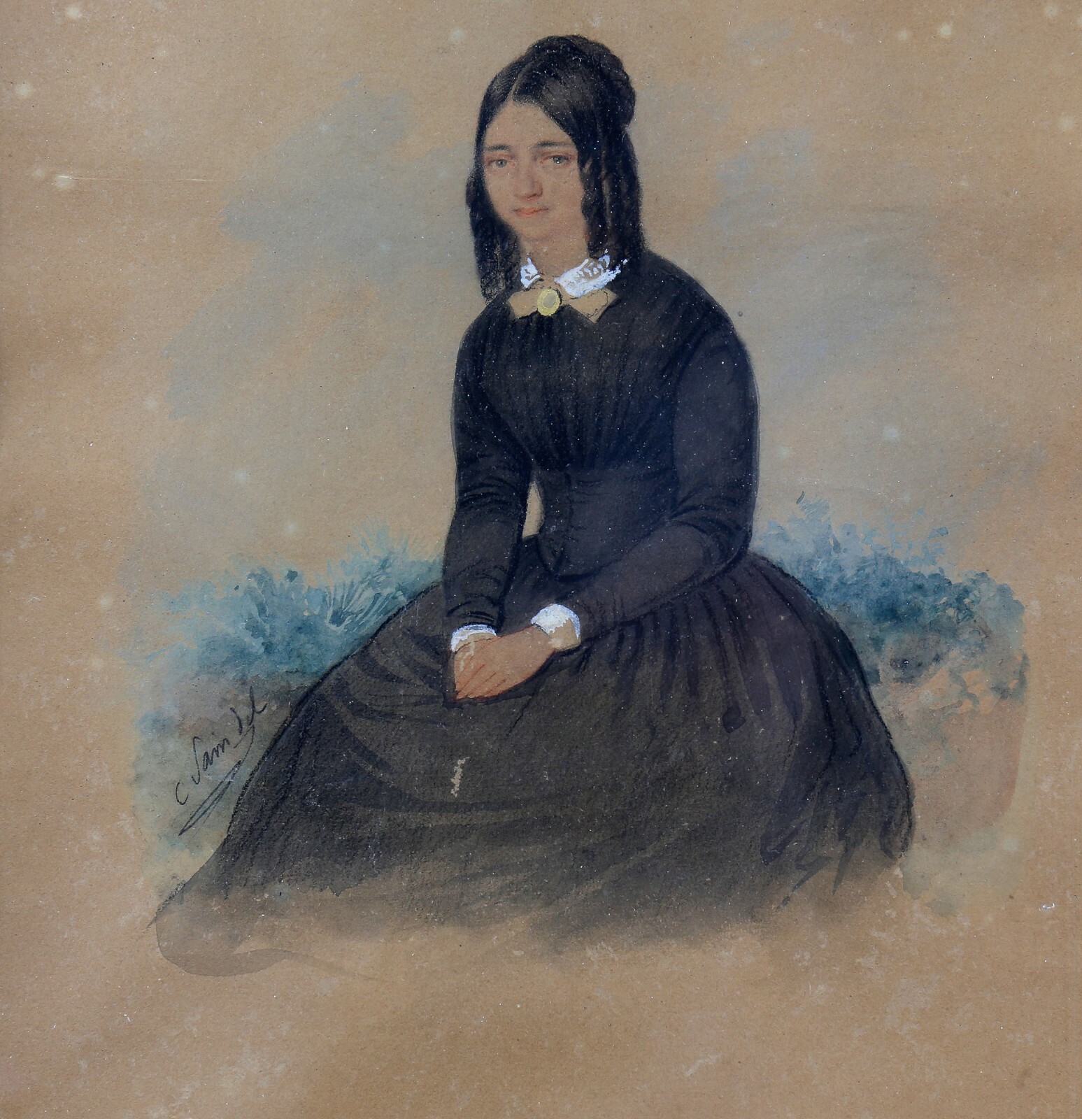 Antique Portrait Of Young Woman Signed: Period Romantic Italy?