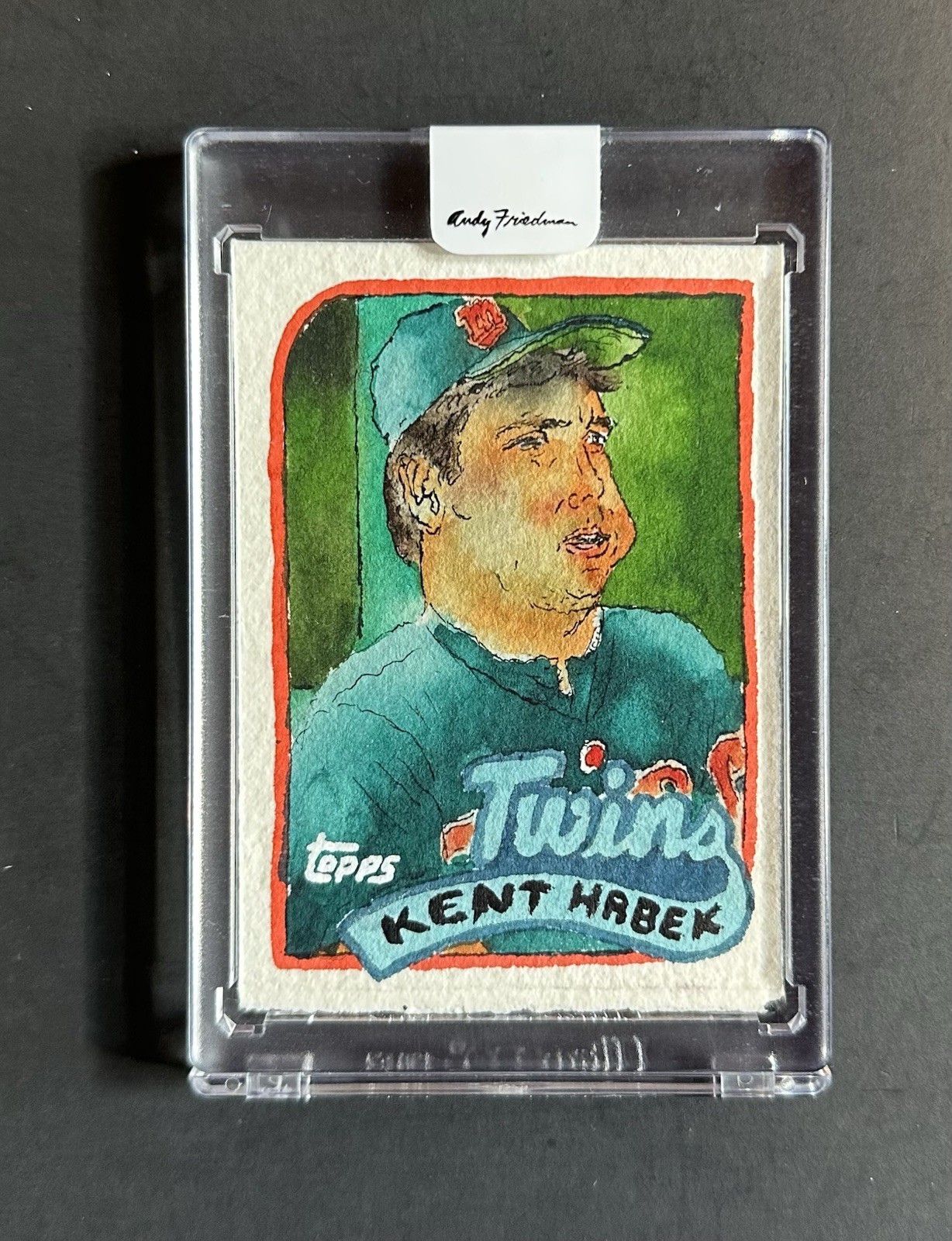 1989 Topps Kent Hrbek Original Art Watercolor Painting 1/1 Andy Friedman Signed