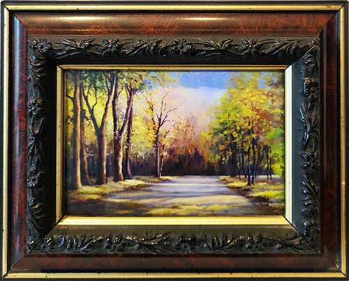 Autumn park. Framed 3.5″x5″ photoprint of the oil painting.