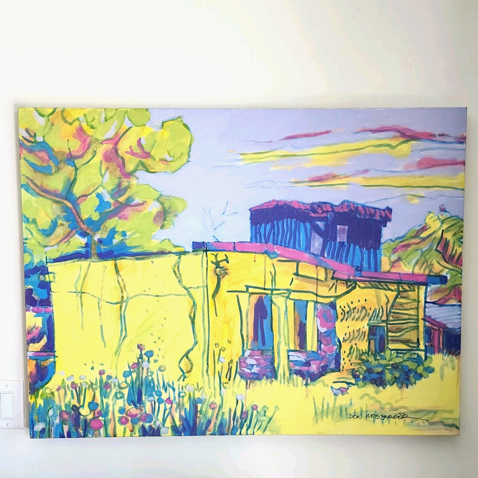 Don Mosbarger Original Acrylic Painting Adobe Southwest Art 30×40 Canvas Signed