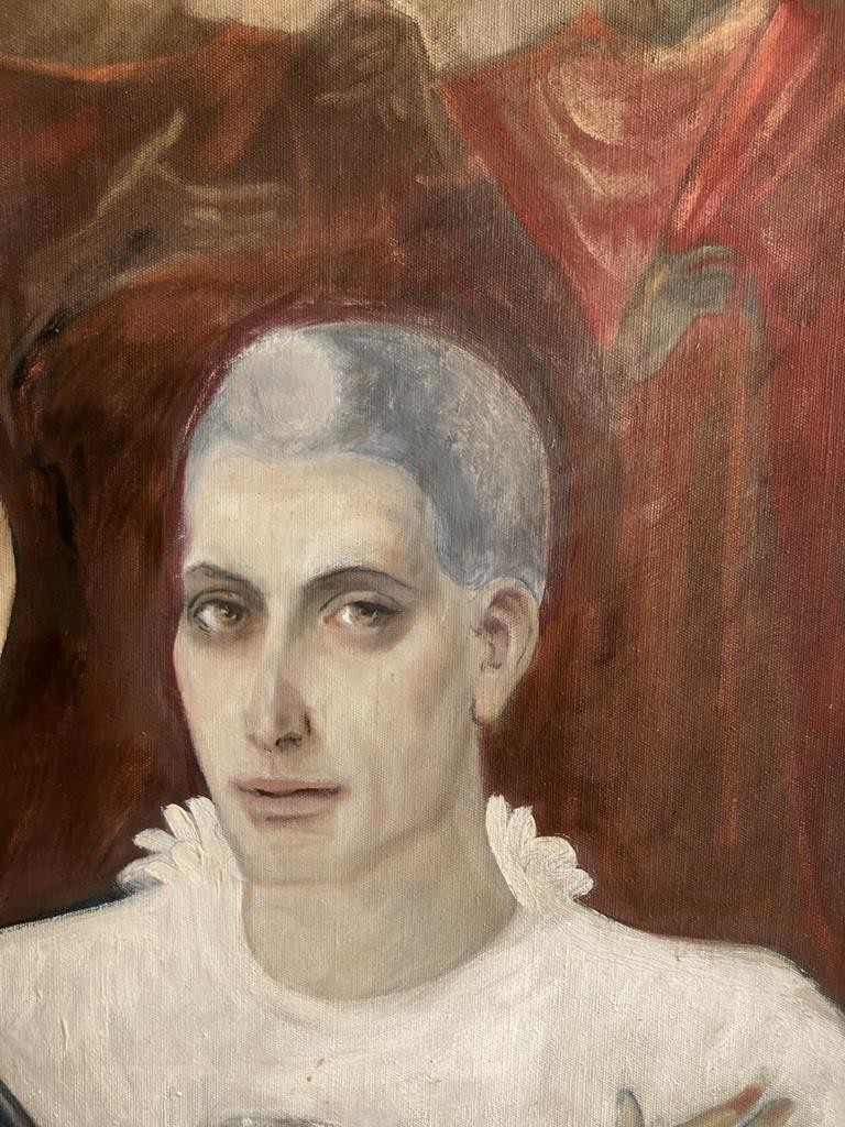 Original Oil Painting THE MASQUERADE Zdenek Kleindienst 1925-2012 VERY STYLISH