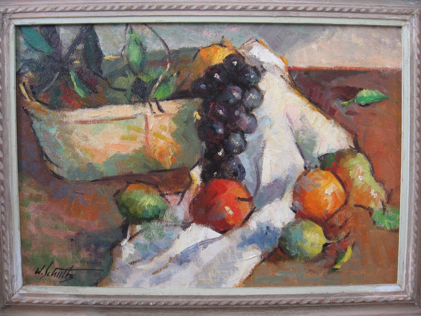 William J. Schultz, oil painting on board, still life, 12×17, manner of Cezanne