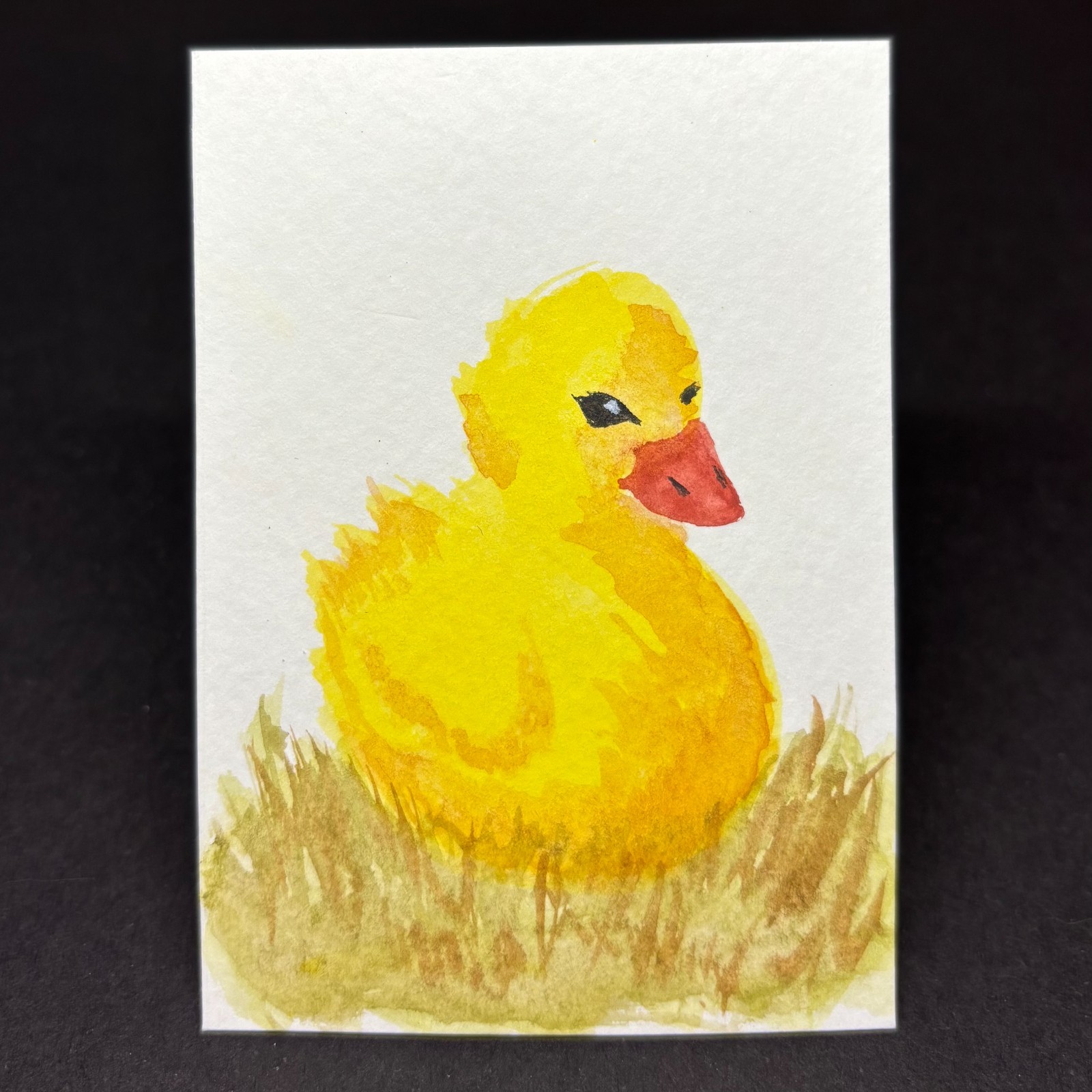 ACEO Original Art Card – Hand Painted & Drawn – 2.5″ x 3.5″ — Duck