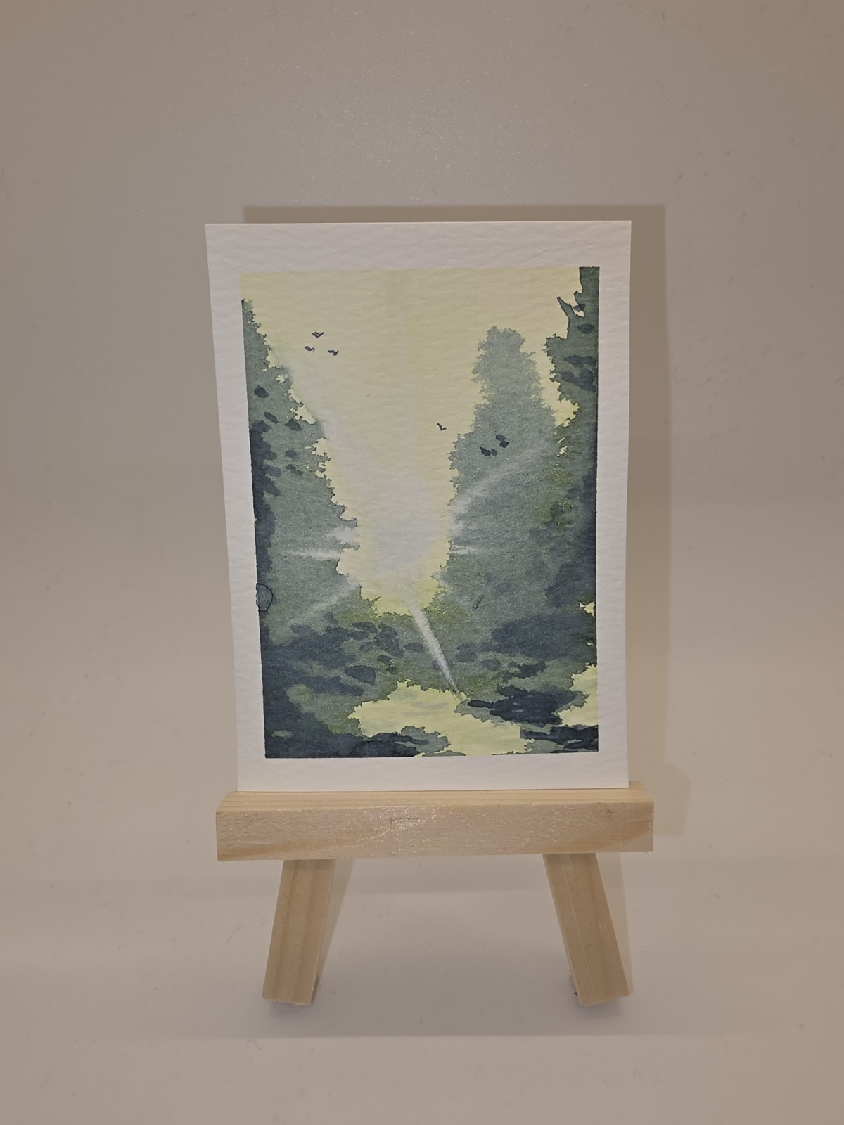 Watercolor Forest Landscape Painting, Impressionist Nature, ACEO