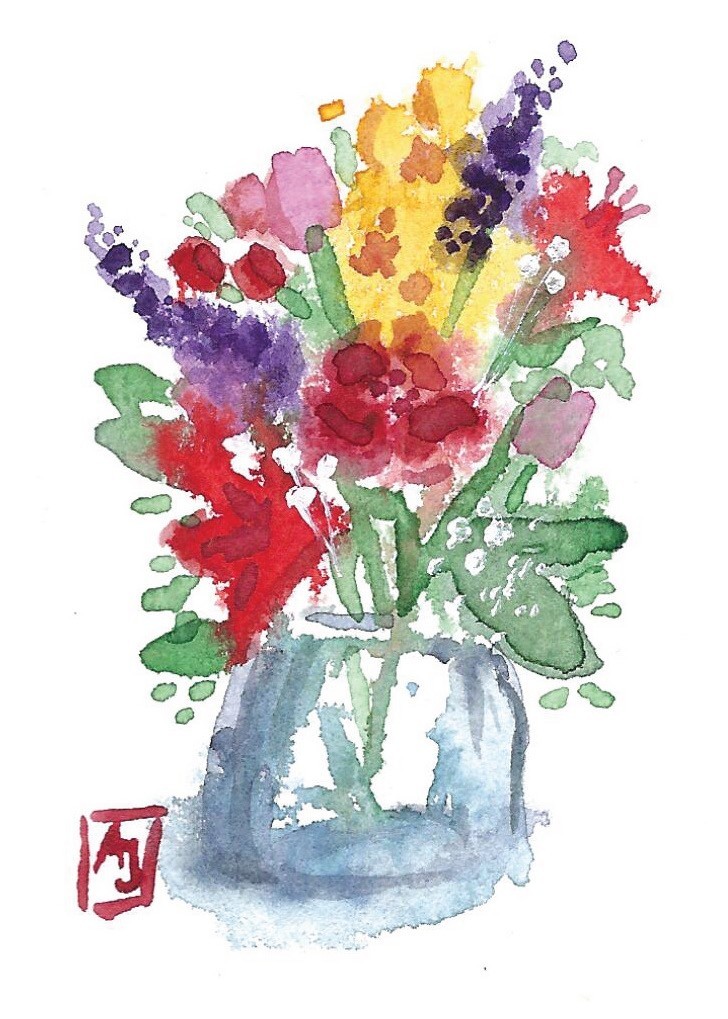 Original ACEO Watercolor 2.5 x 3.5, Signed,