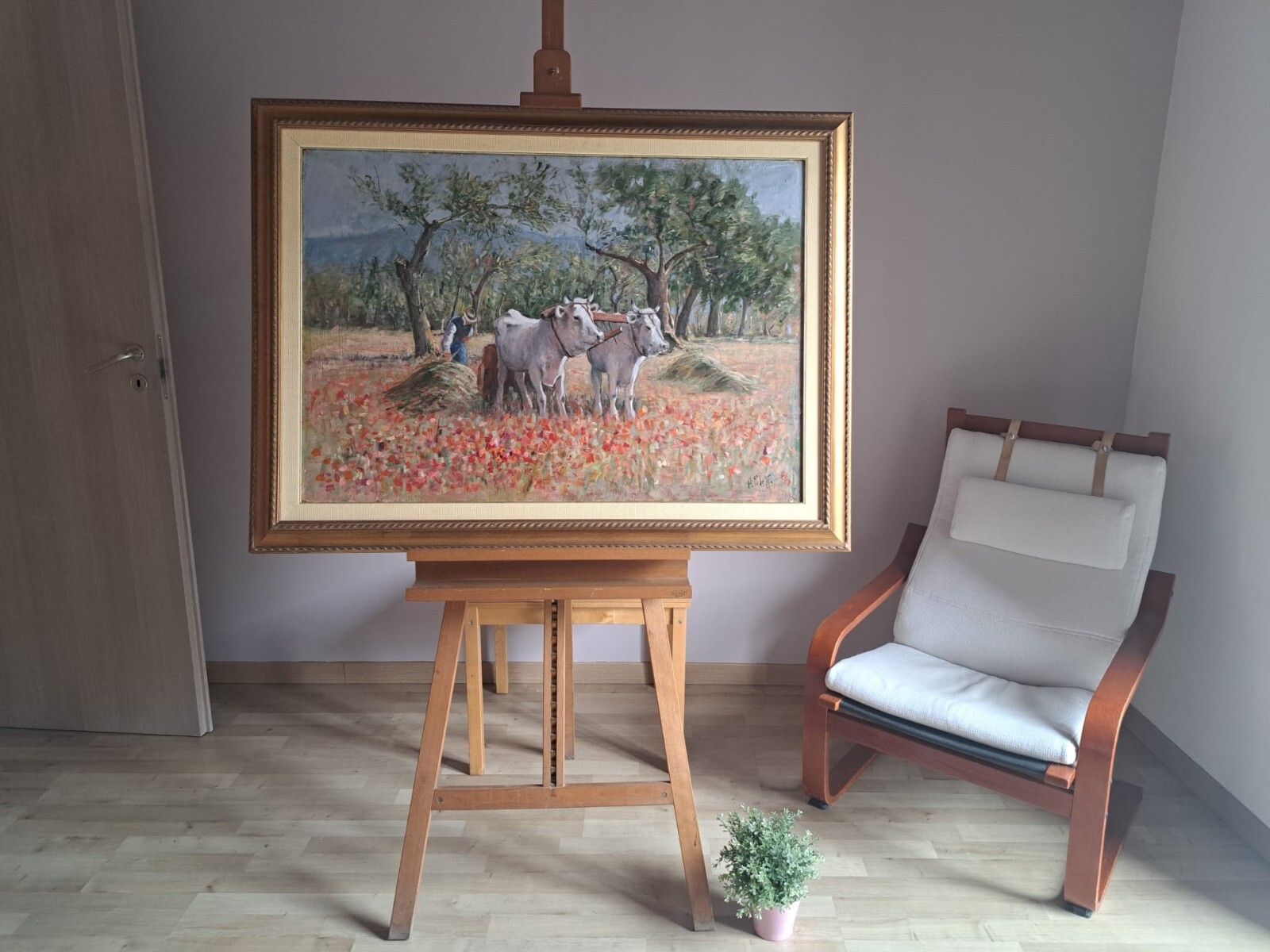 Framed Harvest Tuscany Italy Quality Hand Painted Oil Painting 35x47in