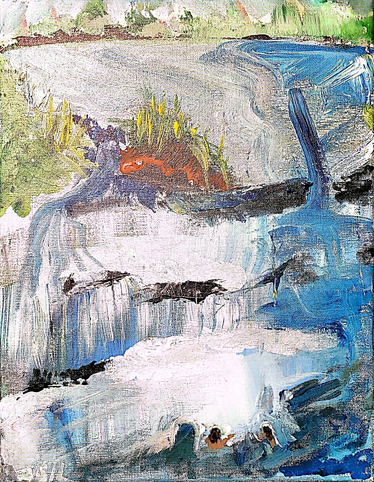 Landscape Water Feature Abstract Expressionist Original Painting Canvas 11×14