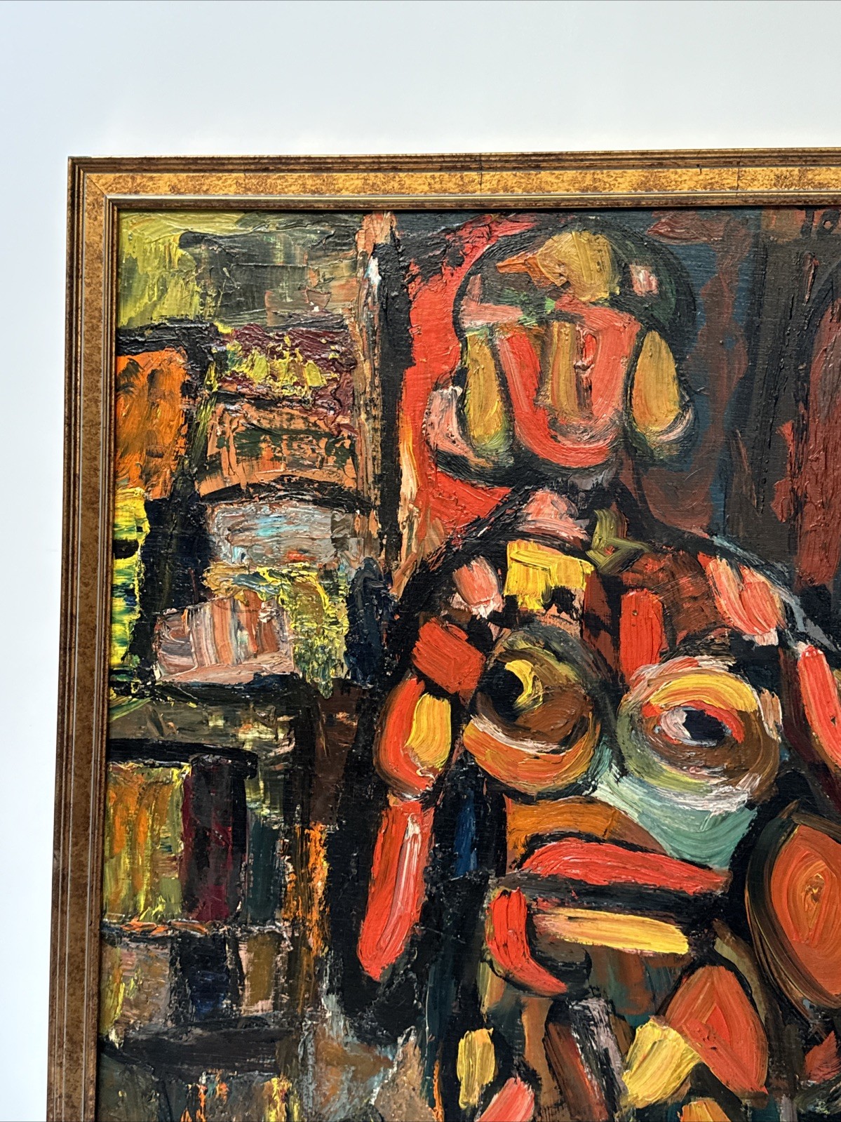 MID CENTURY PAINTING ABSTRACT GEOMETRIC CUBIST CUBISM MODERNISM Vintage Tommy