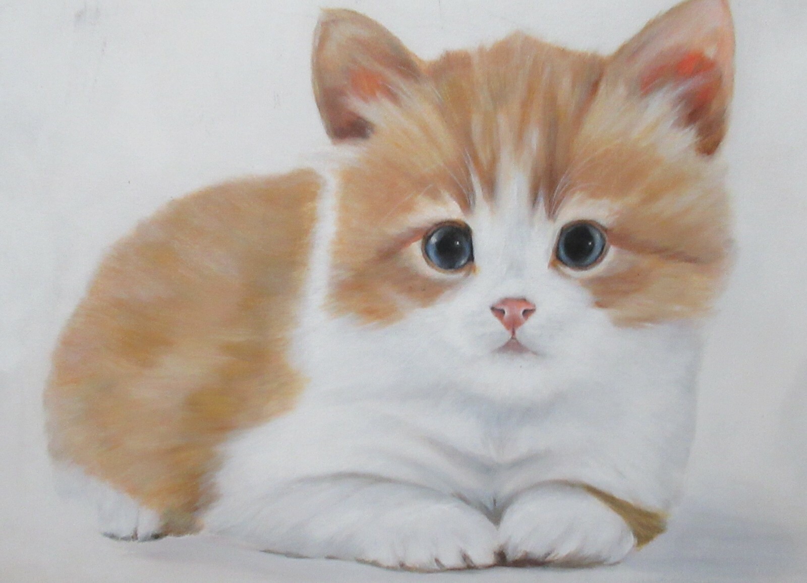 ROBYN JOY LARGE OIL ON CANVAS BLUE EYES CAT PAINTING