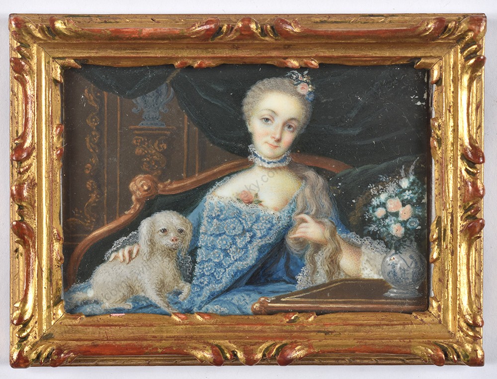 David Nikolaus Chodowiecki-Circle «Lady with lapdog», miniature, ca.1750