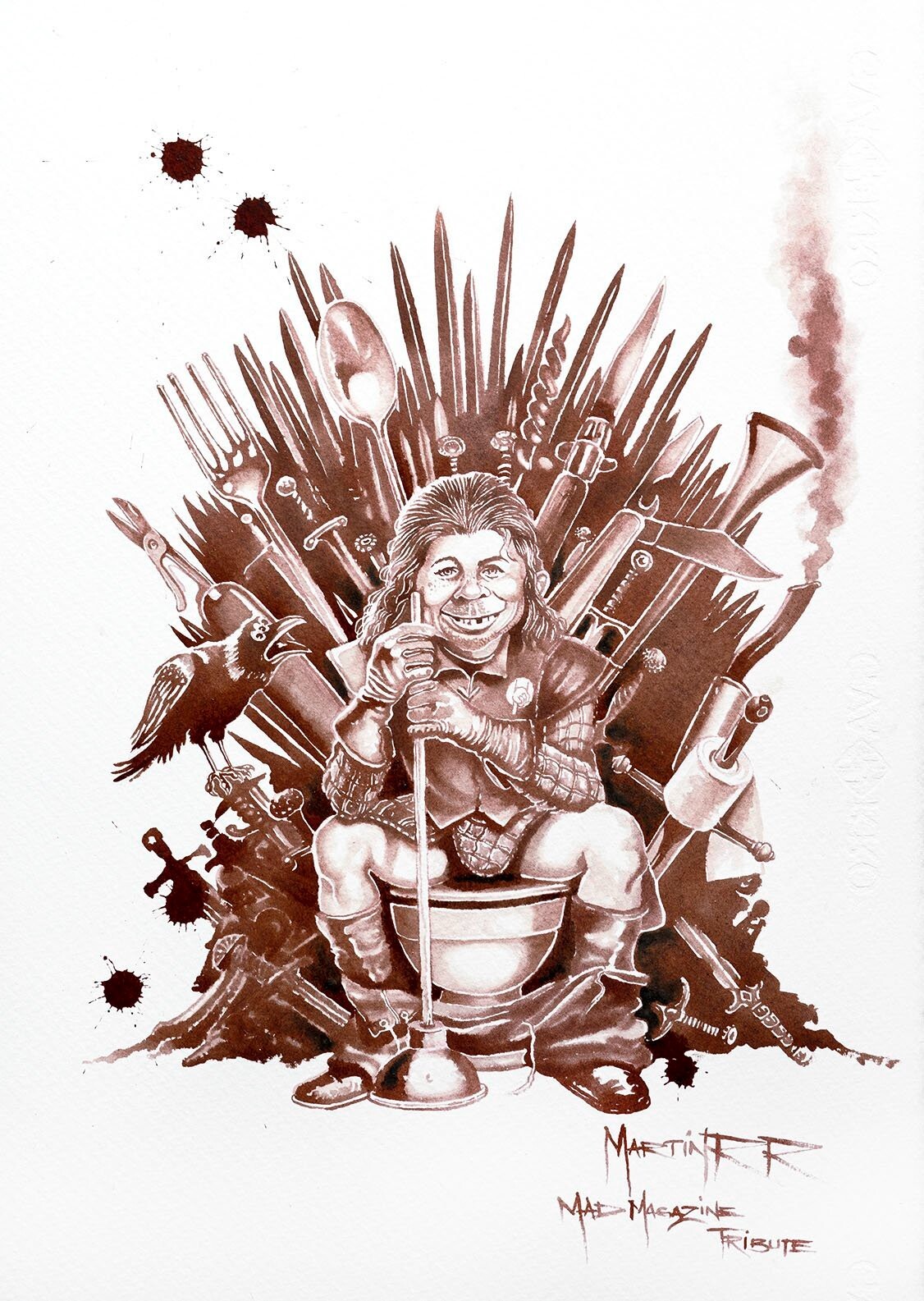 Martin R.R. – Game of Thrones, Mad Magazn Tribute – Original Painting – Wine Art