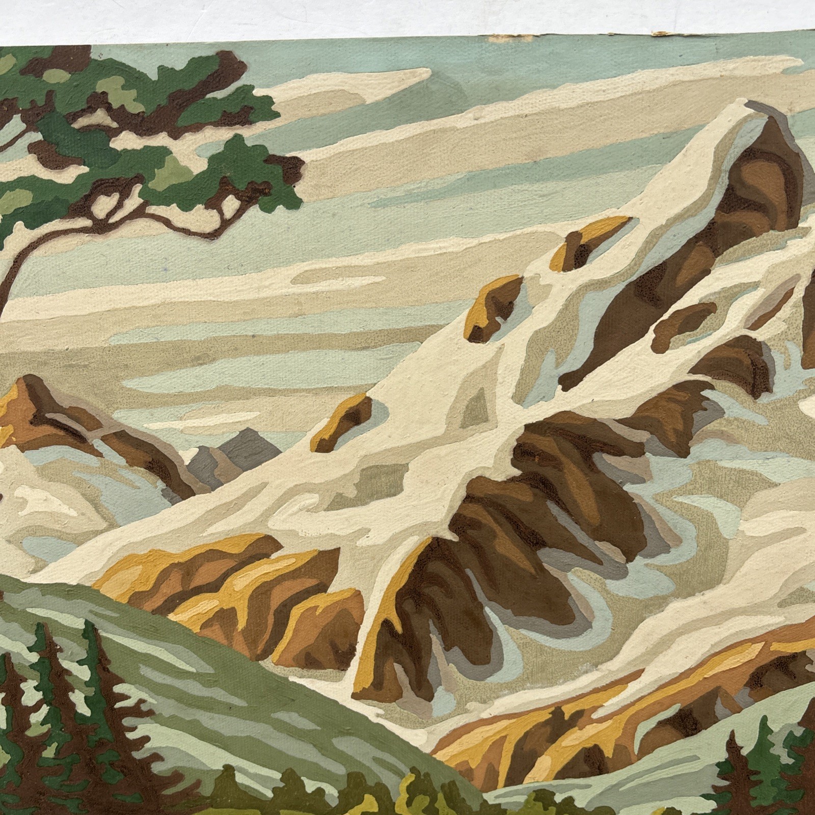 Vintage Set of Paint By Number Artwork Rocky Mountains River Waterfall 19.5 x 16