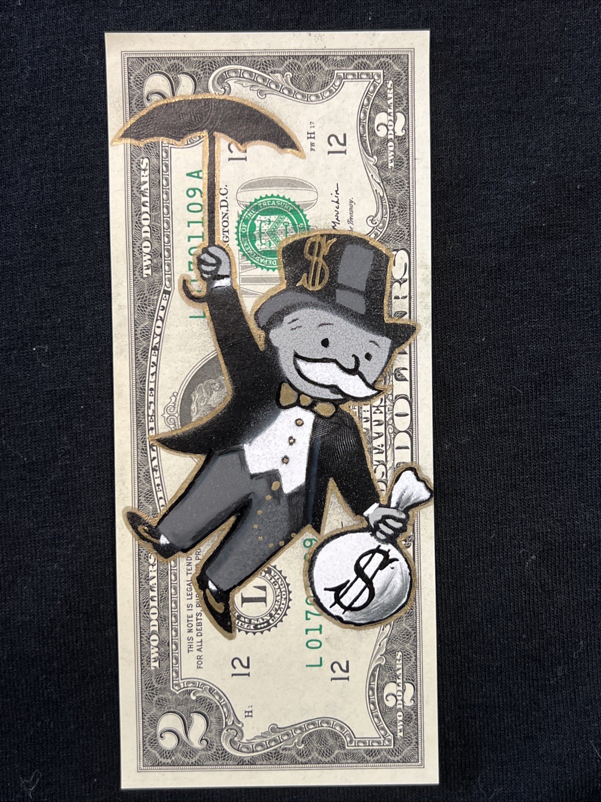 Monopoly Man Money Storm 2 Dollar bill painting Graffiti Art Street Art