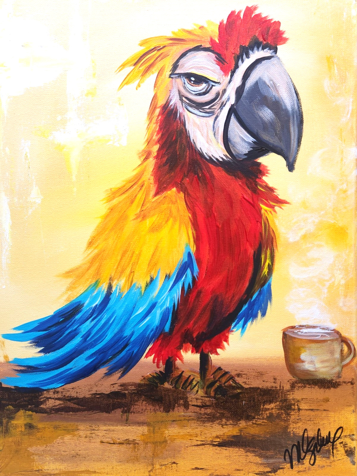 Tropical Bird Painting 12×16 Original Contemporary Animal Art