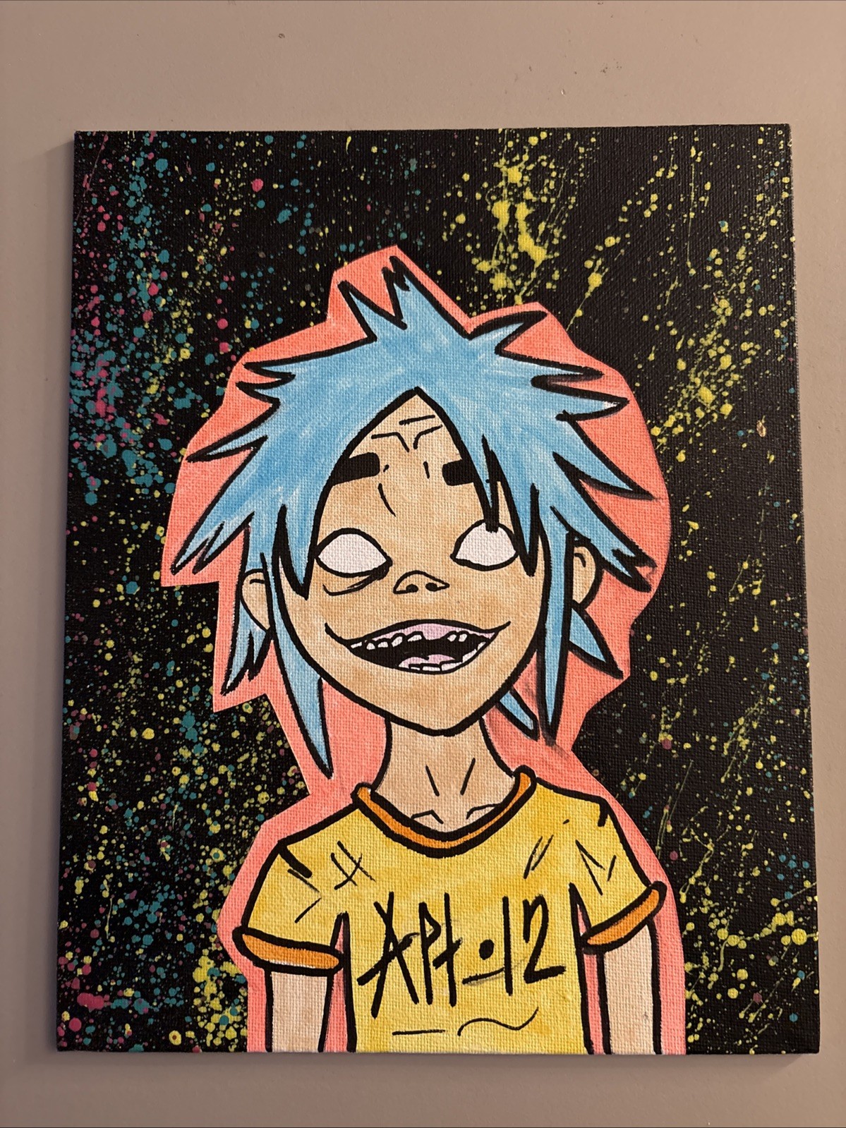 8×10 Hand Painted (2-D Godzillaz) Black Light – Pop Art