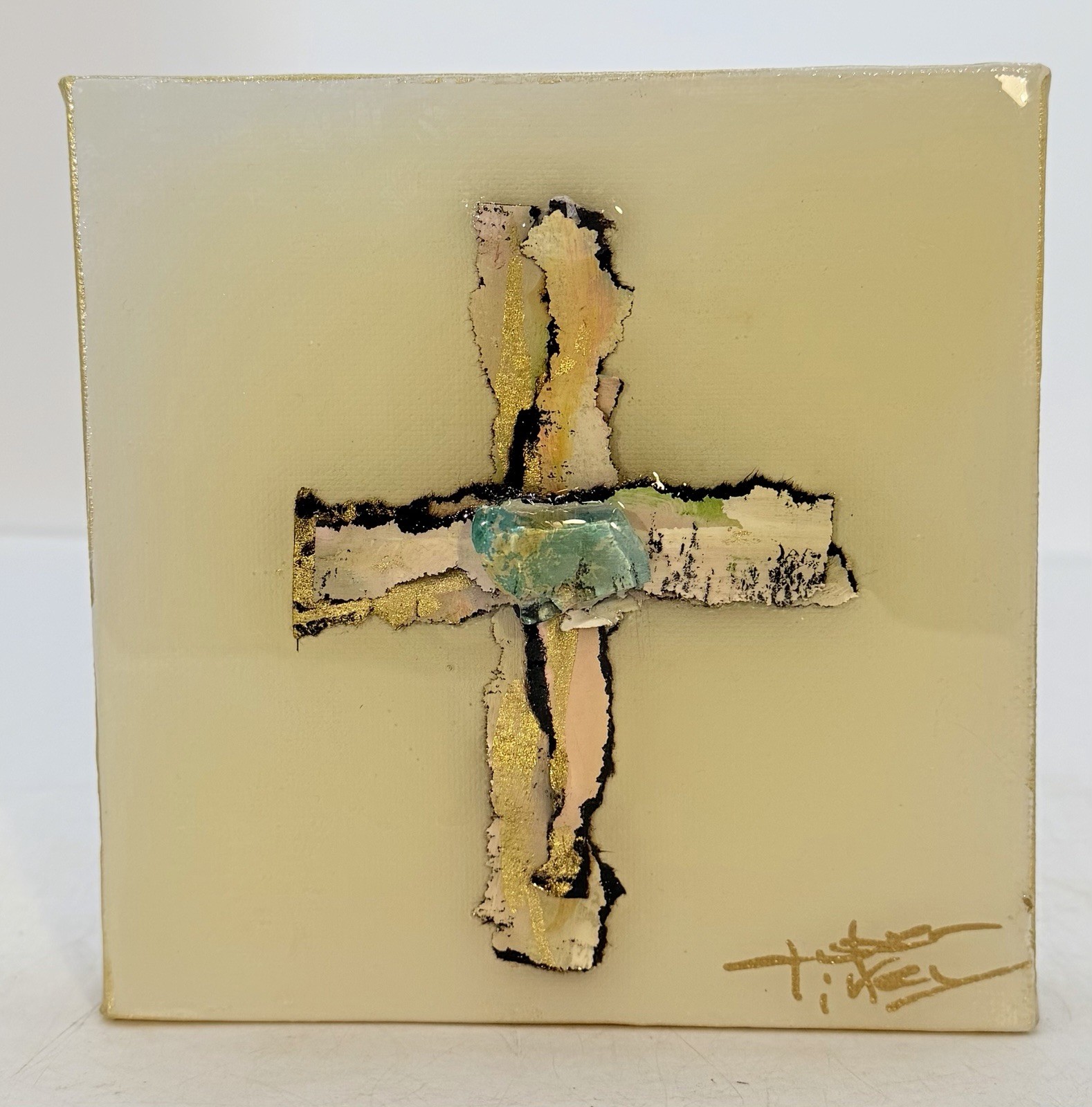 Art piece by Amber Ivey Original Fine Art Work Abstract Cross 6 x6