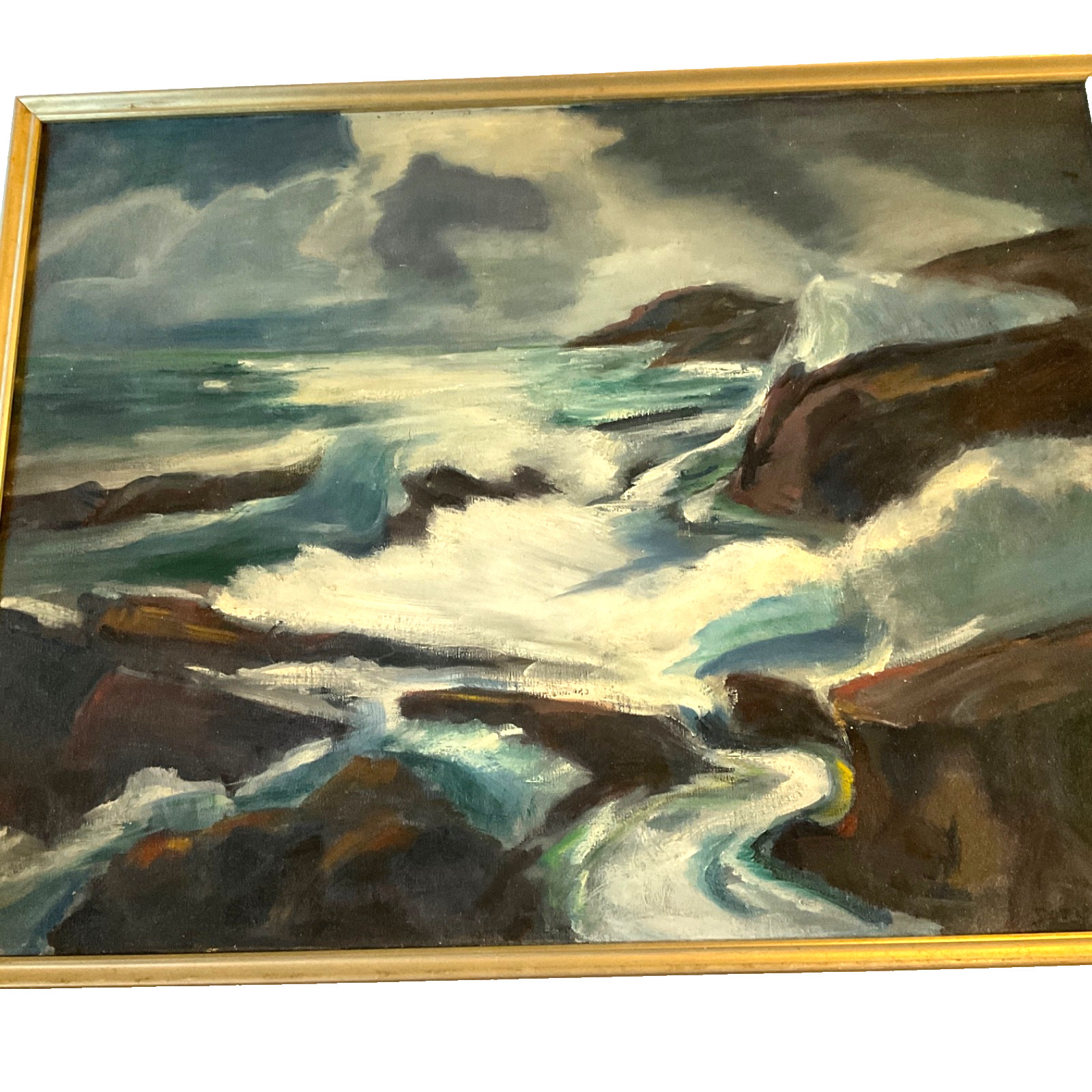 Impressionist seascape original hand painted oil PAINTING coast line plein air