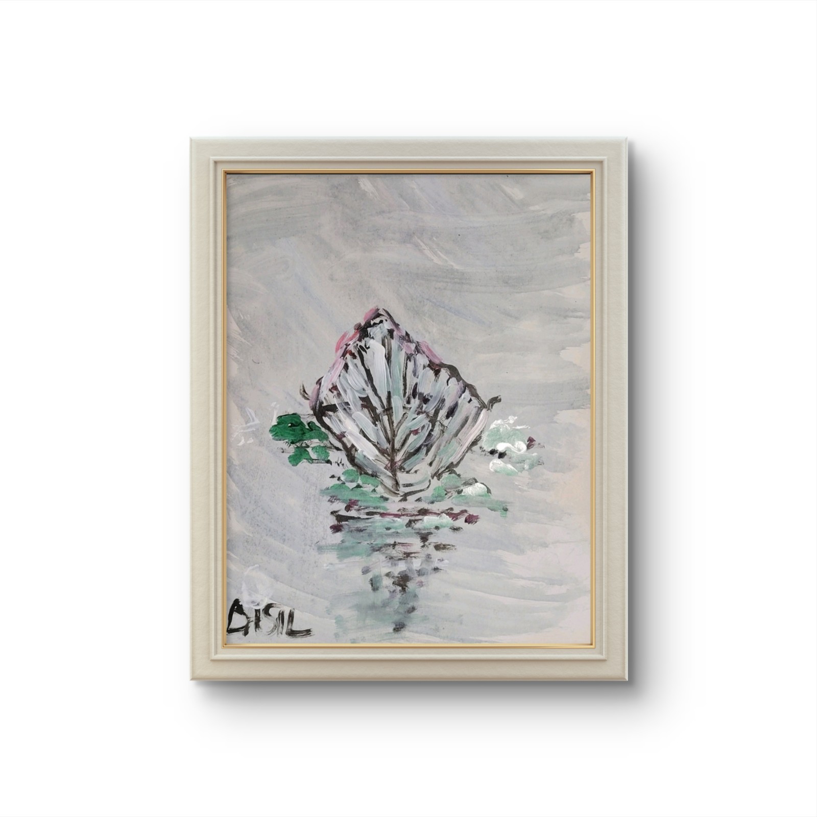 Abstract Expressionist Original Painting Canvas, Boat In Water
