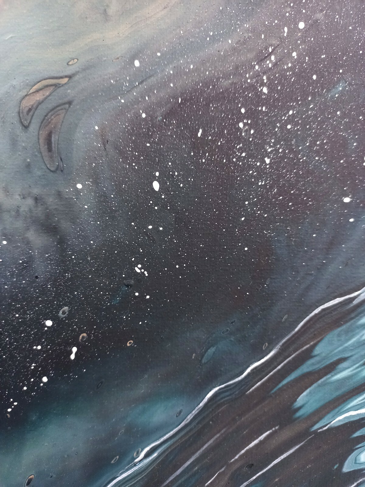Midnight Ocean Wave Art Deep Teal Calm Coastal Night Original Painting, 10×10