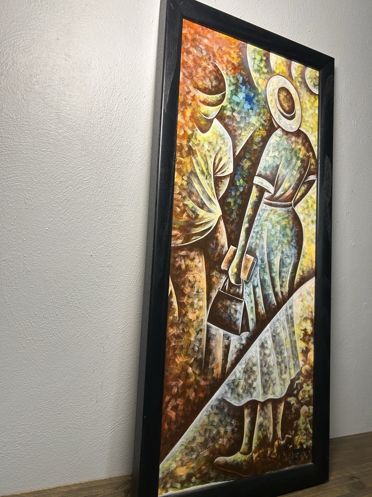 “yes Mama “ Original Painting By Robert Armstrong 15×36 Framed