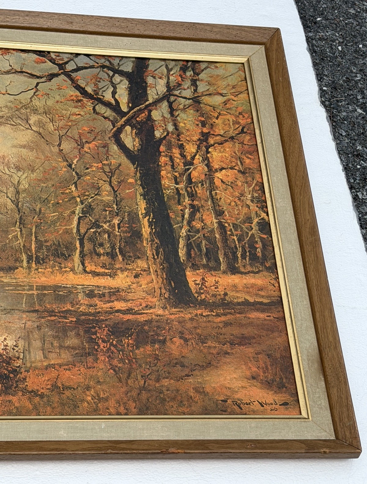 Robert Wood ‘October Morn’ Landscape Painting 41″x28″ Vintage