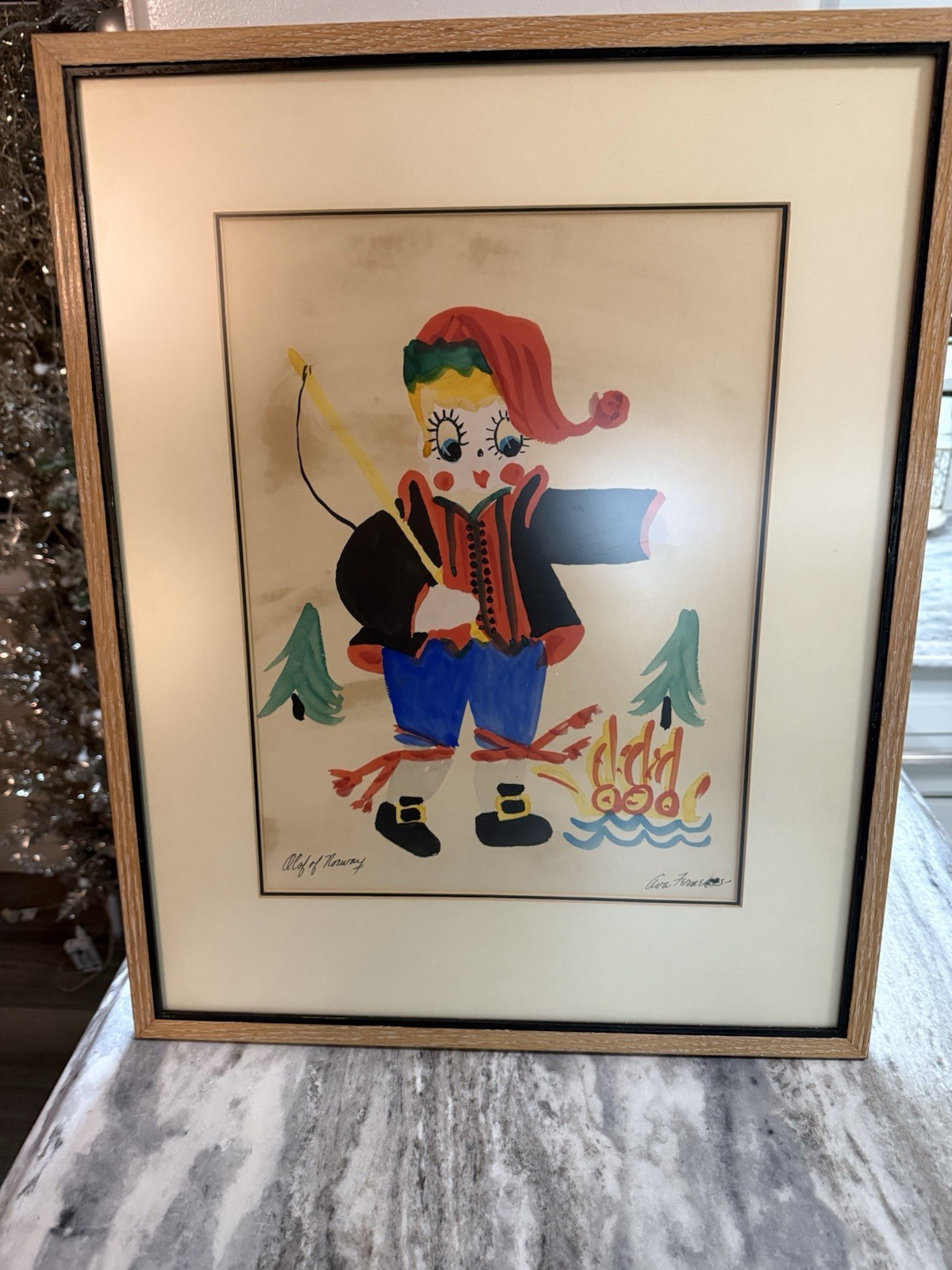 Ava Fernekes painting Vintage signed Listed WI artist 23x 18 1/2 Olaf Of Norway