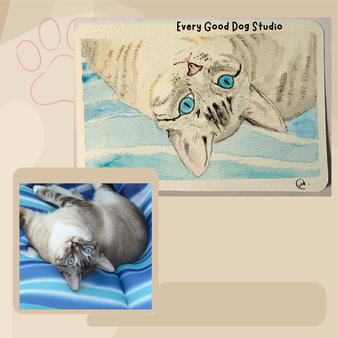 Custom Pet Portrait Watercolor | Hand-Painted from Your Photo | 4×6 Portait