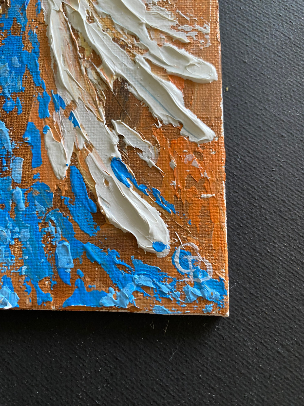 ORIGINAL Painting «ANGEL » HEAVY impasto ACRYLIC 7″x 5″ by Olga Diduh.