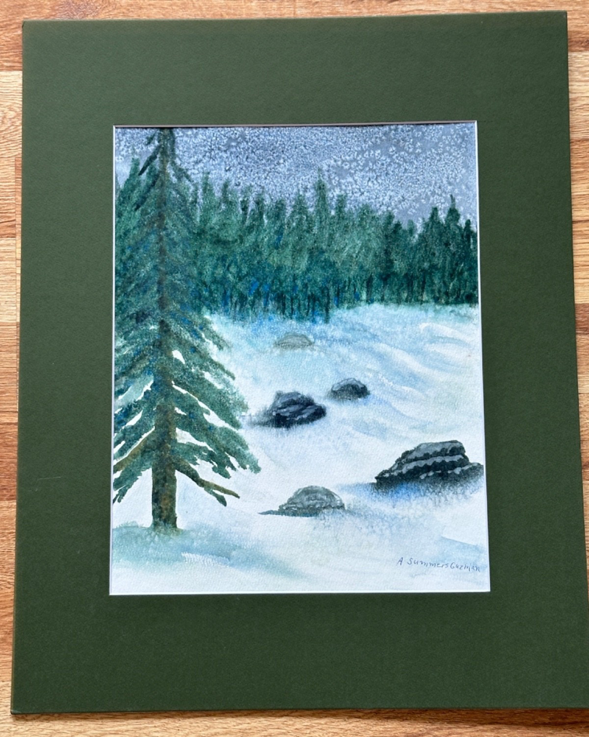 ALICE GUZMAN ORIGINAL WATERCOLOR PAINTING MATTED 20″ X 16″ NEW MEXICO 1980’S