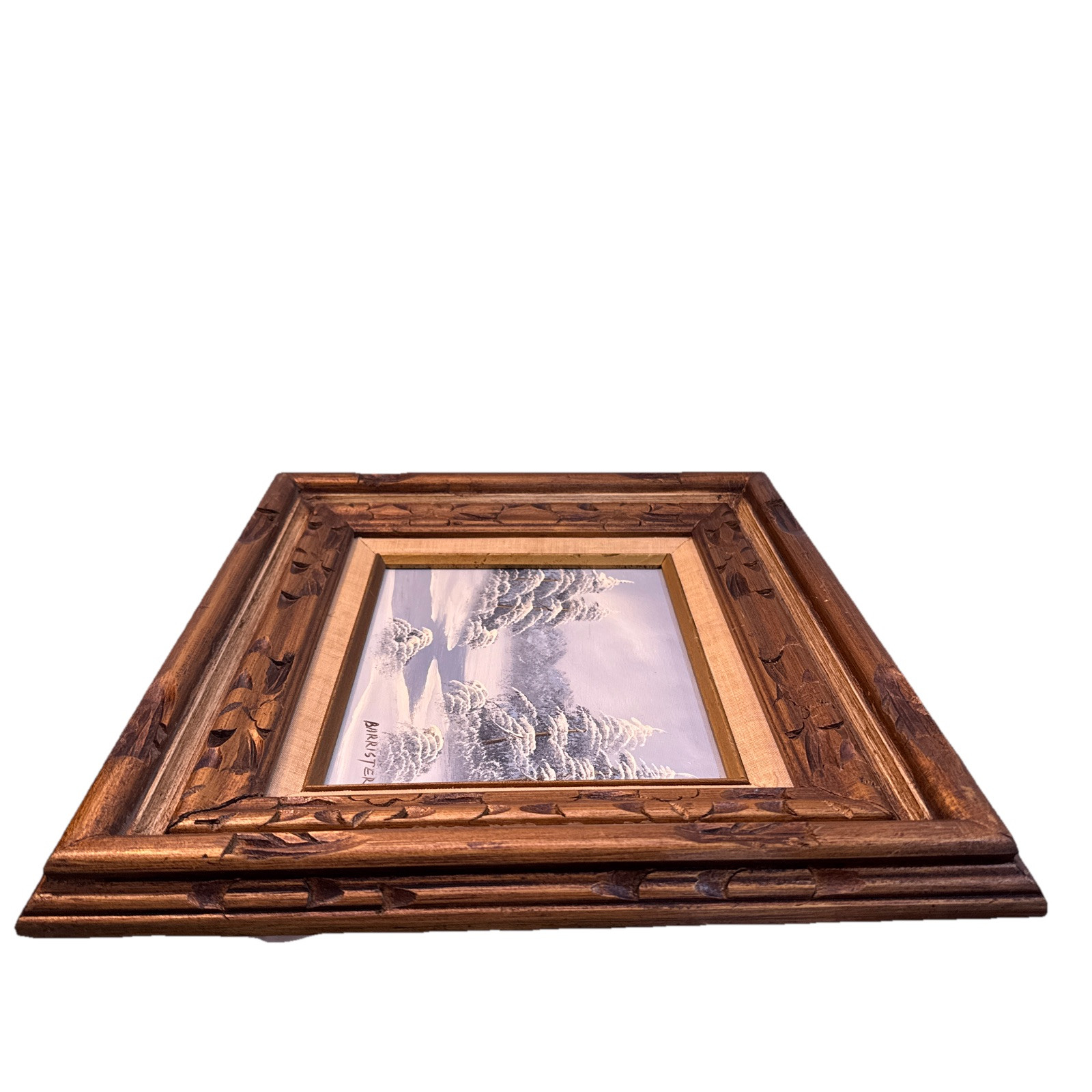 Vintage Signed Barrister Winter Scene With Gorgeous Handmade Frame 18×16 Total