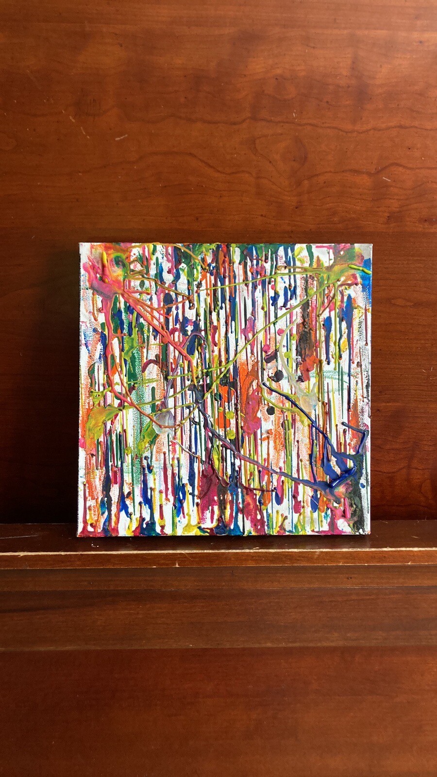 Original Abstract Encaustic Painting On 12 X 12 Canvas “Crayola” Ready To Hang