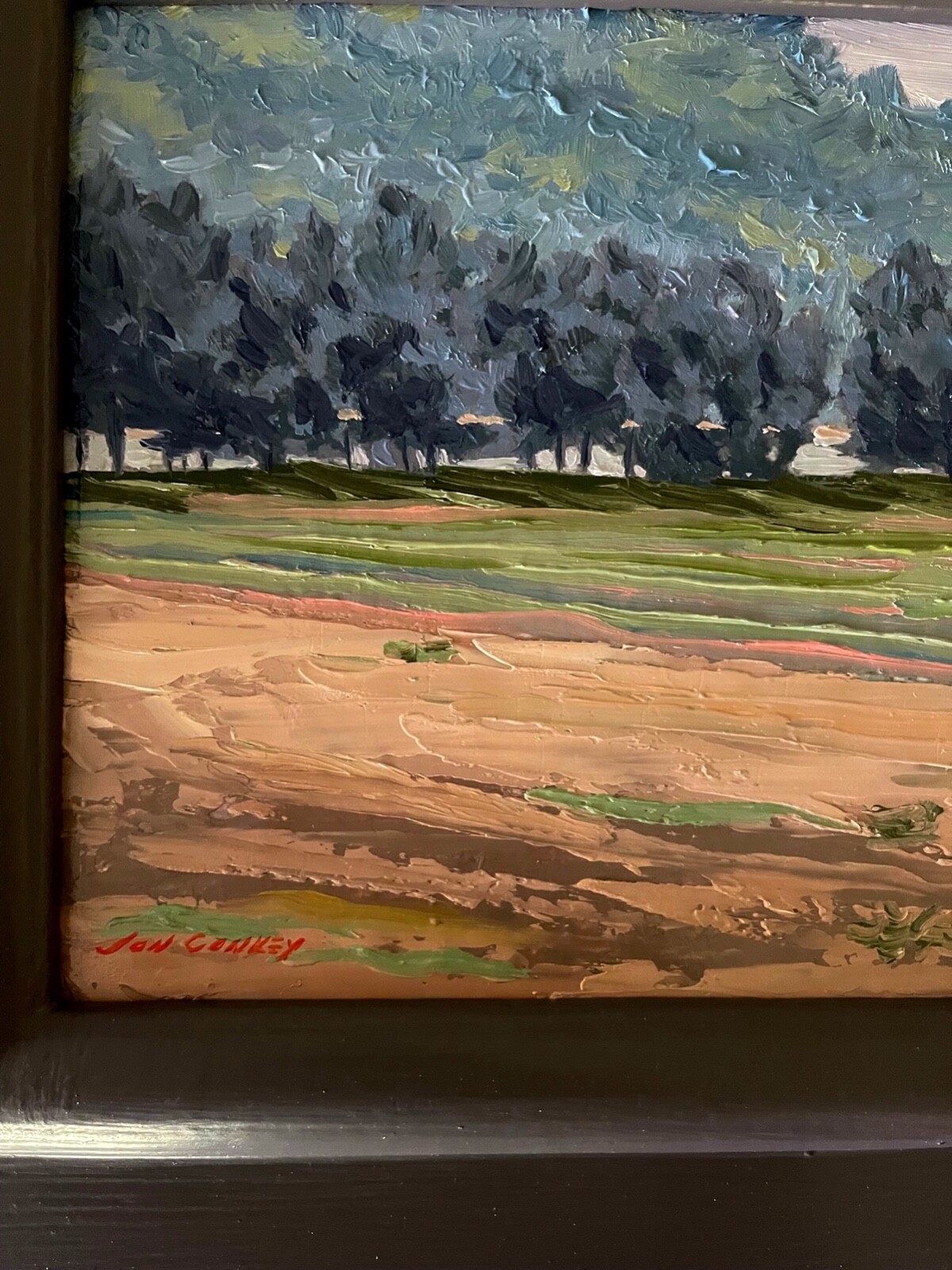 Signed Framed Original Impressionist Landscape Oil Painting – River View Farm