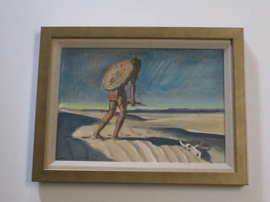 ANTIQUE PAINTING JULES RAUSCHERT WPA AMERICAN INDIAN DESERT MASTER LANDSCAPE