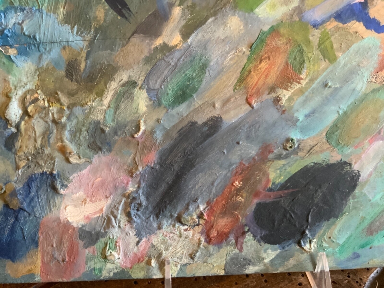 Charming Original French Artists Painters Palette on Light Board Thick Paint